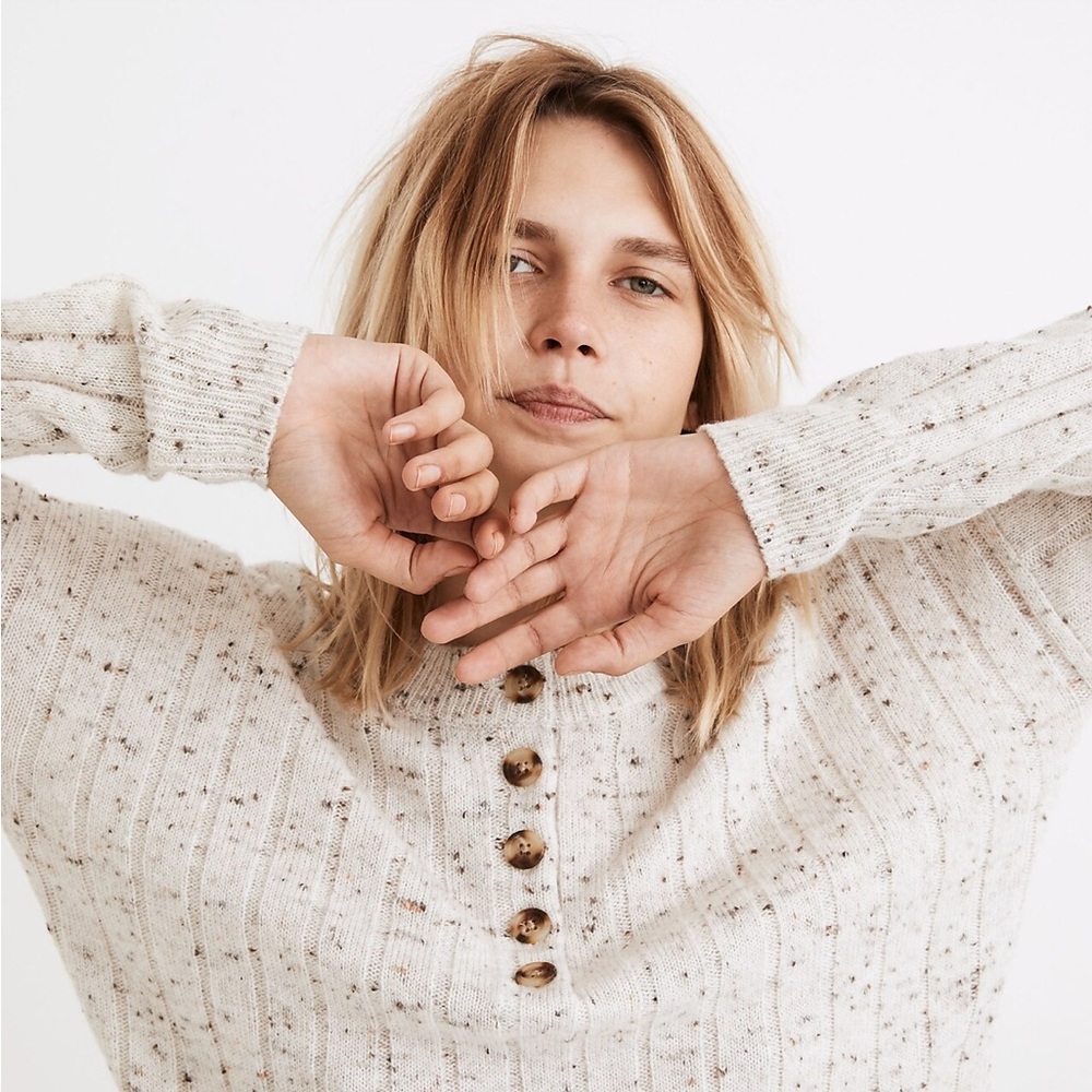 Madewell Cream Speckled Sweater